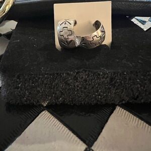 Sterling Silver Stamped Huggie Earrings Native
